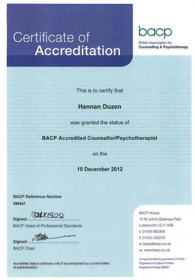 BACP Certificate of Accreditation