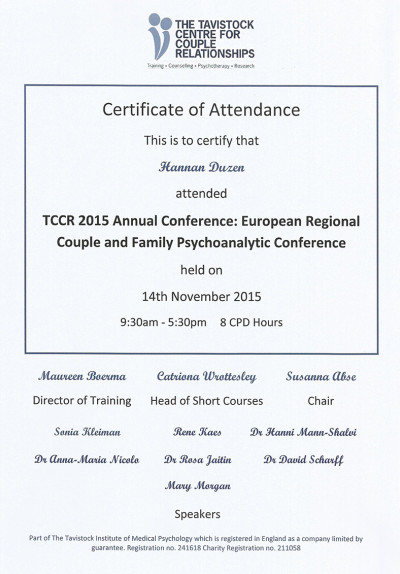 TCCR Certificate of Attendance